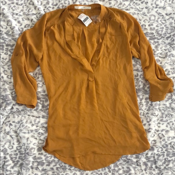 mustard chiffon top